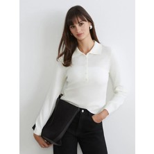 LC Waikiki Lcw Vision Ekru Polo Yaka Kadın Triko Kazak