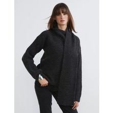 LC Waikiki Soulife Gri Şal Yaka Kadın Triko Kazak