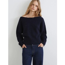 LC Waikiki Xsıde Lacivert Kayık Yaka Kadın Triko Kazak