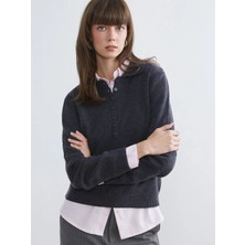 LC Waikiki Lcw Vision Antrasit Polo Yaka Kadın Triko Kazak