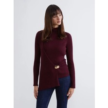 LC Waikiki Soulife Bordo Yarım Balıkçı Yaka Kadın Triko Kazak