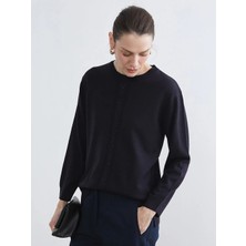 LC Waikiki Lcw Grace Lacivert Bisiklet Yaka Taşlı Kadın Triko Kazak