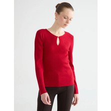 LC Waikiki Lcwaıkıkı Classic Kırmızı Bisiklet Yaka Kadın Triko Kazak