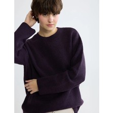 LC Waikiki Xsıde Mor Bisiklet Yaka Oversize Kadın Triko Kazak