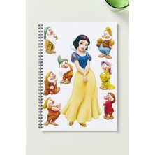 Black-One Pamuk Prenses ve 7 Cüceler A5 Metal Spiralli Çizgisiz Sert Kapak Pamuk Prenses ve 7 Cüceler defter