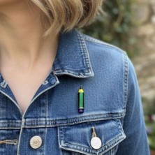 Lente Aksesuar Yeşil Kurşun Kalem Broş - Sevimli Minimal Kalem Yaka Iğnesi