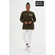 Superlife Kadın Büyük Beden Chef Baskılı Bisilet Yaka Ince Sweatshirt SPR26BSWK956-4