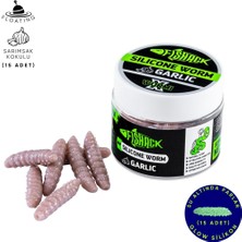 Yüzen Silikon Kurt - Glow Alabalık Yemi - 37MM - Sarımsak Kokulu - Kahverengi - Trout Bait