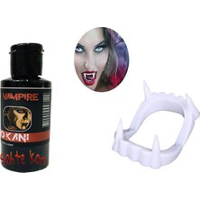 Starseven Beyaz Renk Çift Takma Vampir Dişi ve 50 gr Tiyatro Kanı Set