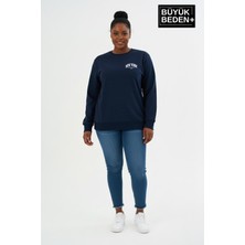 Superlife Kadın Büyük Beden New York Baskılı Bisilet Yaka Ince Sweatshirt SPR26BSWK956-5