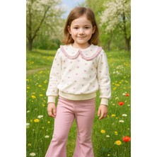 Kız Çocuk Bebe Yaka Puantiye Kalpli 2 Iplik Takım