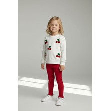 Kız Çocukları Tayt Sweat Kirazlı 3 Ip Takım