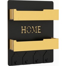 May's Nest May’s Nest Gold Series Premium Mdf Duvar Organizeri – Gold Pleksi Raflı Modern Dekoratif Tasarım - Black