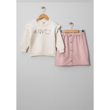 Kız Çocuk Etek Bluz Takım Kadife Kumaş