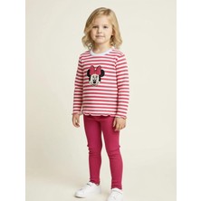 Kız Çocuk Önü Minnie Desenli Kaşkorse Kumaş Rahat Alt Üst Takım