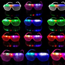 Feyza Design Renkli LED Işıklı Panjur Gözlük Seti, 12 Adet, Eğlence ve Şıklık Için