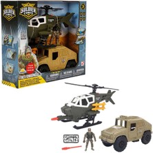 PopŞeker Sesli ve Işıklı Soldier Force Çift Saldırı Görevi Oyun Seti – 27 cm Helikopter ve 20 cm Askeri Araç