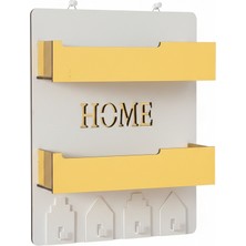 May's Nest May’s Nest Gold Series Premium Mdf Duvar Organizeri – Gold Pleksi Raflı Modern Dekoratif Tasarım- White