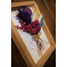 Yade Ahşap Ahşap Çerçeveli Kuru Çiçekli Meşe Çerçeve Tekli Büyük