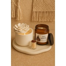 VitaTrust Soya Mum Seti | Vanilya-Tarçın Kokulu El Yapımı Dekoratif Mum & Kibrit