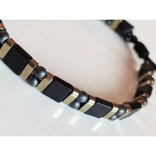 Siyah Hematit Taşlı Ayarlanabilir Erkek Bileklik