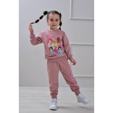 Yağmur Giyim Pjk2i Prensesler Desenli 2 Ip %100 Pamuk Kız Çocuk Eşofman Takımı 3-10 Yaş 6410
