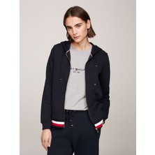 Tommy Hilfiger Kadın Siyah Tommy Hilfiger Herıtage Zıp-Through Kadın Siyah Hoodie