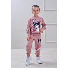 Yağmur Giyim Pjk2i Kuromi Desenli 2 Ip %100 Pamuk Kız Çocuk Eşofman Takımı 3-10 Yaş 6427