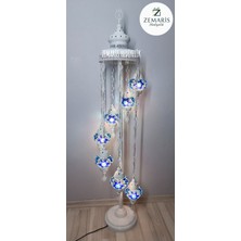 Zemaris Hediyelik El Yapımı Otantik Mozaik Beyaz Lambader 7 Li