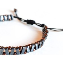 Gri Hematit Taşlı Ayarlanabilir Erkek Bileklik