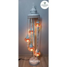Zemaris Hediyelik El Yapımı Otantik Mozaik Beyaz Lambader 5 Li