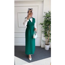 Nisa Nalbantoğlu Krep Düz Kesim tesettür jile Elbise