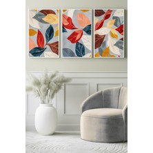 Canlı Mevsim Dokusu Yapraklar 3’lü Kanvas Tablo