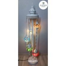 Zemaris Hediyelik El Yapımı Otantik Mozaik Beyaz Lambader 5 Li
