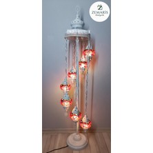 Zemaris Hediyelik El Yapımı Otantik Mozaik Beyaz Lambader 7 Li