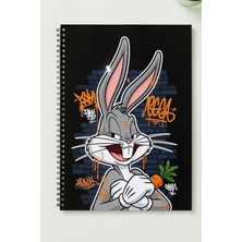 Black-One Bugs Bunny A5 Metal Spiralli Çizgisiz Sert Kapak Bugs Bunny defter