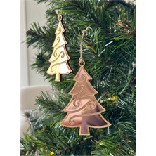 2’li Gold & Rose Gold Pleksi Yılbaşı Ağacı Süsü Seti – Huş Üzeri Pleksi Tasarım