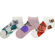 Semoor 3'lü Çiçek Yaprak Desenli Kadın Patik Çorabı