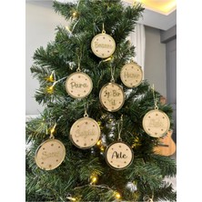 Yılbaşı Dilek Süsleri Seti (8'li) | Ahşap & Gold Aynalı Pleksi Lüks Ağaç Dekoru