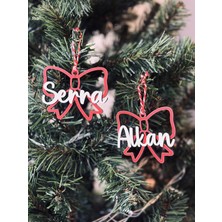 Kişiye Özel Ikili Set Isimli Ahşap Fiyonk Yılbaşı Ağacı Süsü | Çiftlere Yeni Yıl Hediyesi