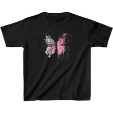 Giyim Center Çocuk Kız Baskılı T-Shirt - Siyah