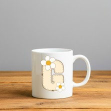 Finka Dekor Papatya G Harfi Tasarımlı-Kişiye Özel Seramik Kupa