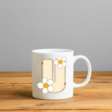 Finka Dekor Papatya U Harfi Tasarımlı-Kişiye Özel Seramik Kupa