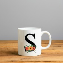 Finka Dekor Çiçek Desen S Harfi Tasarımlı-Kişiye Özel Seramik Kupa