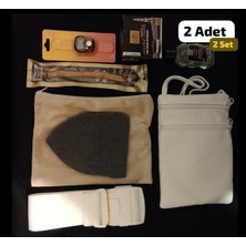 Shu Umre ve Hac, Ihram Seti (Ihramsız) Ihram Kemeri, Boyun Cüzdanı, Kokusuz Sabun ve Şampuan, Zikirmatik, Misvak, Küçük Bez Çantas, ( 2 Adet Set)