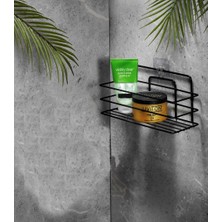 Sas Yapışkanlı Duş Rafı Tel, Delmeden Montaj Banyo Rafı, 5 KG Taşıma Kapasiteli, Paslanmaz Termoplastik Kaplama Şampuanlık Siyah Tş-01