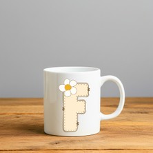 Finka Dekor Papatya F Harfi Tasarımlı-Kişiye Özel Seramik Kupa