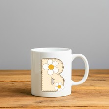 Finka Dekor Papatya B Harfi Tasarımlı-Kişiye Özel Seramik Kupa