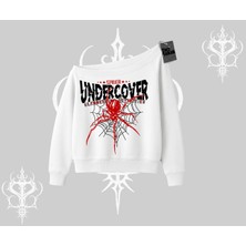 Beyaz Kayık Yaka Sweatshirt Spider Undercover