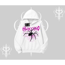 Beyaz Kapşonlu Sweatshirt Autumn Spider